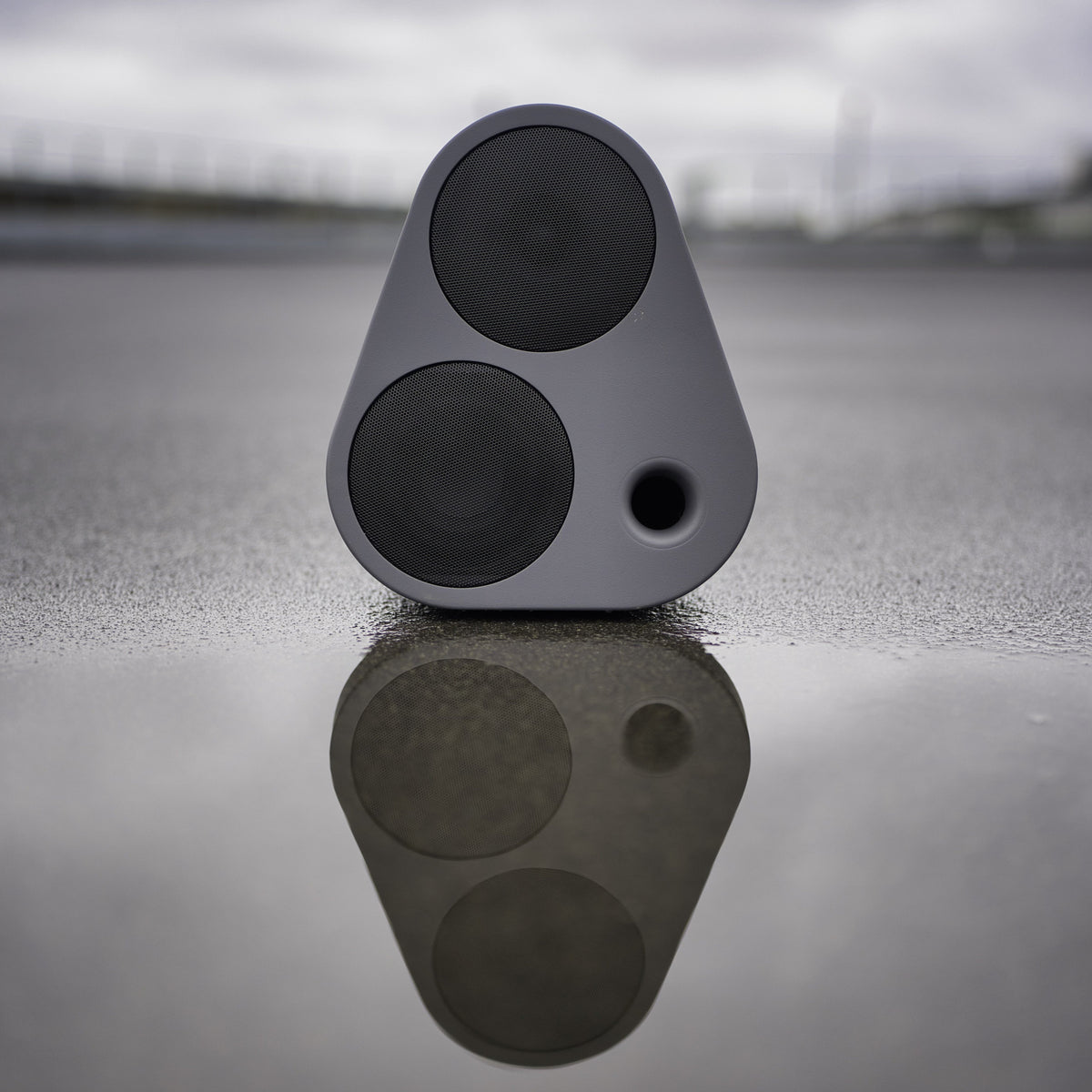 Grauer ES2 auf einer nassen Oberfläche mit Spiegelung #color_grey